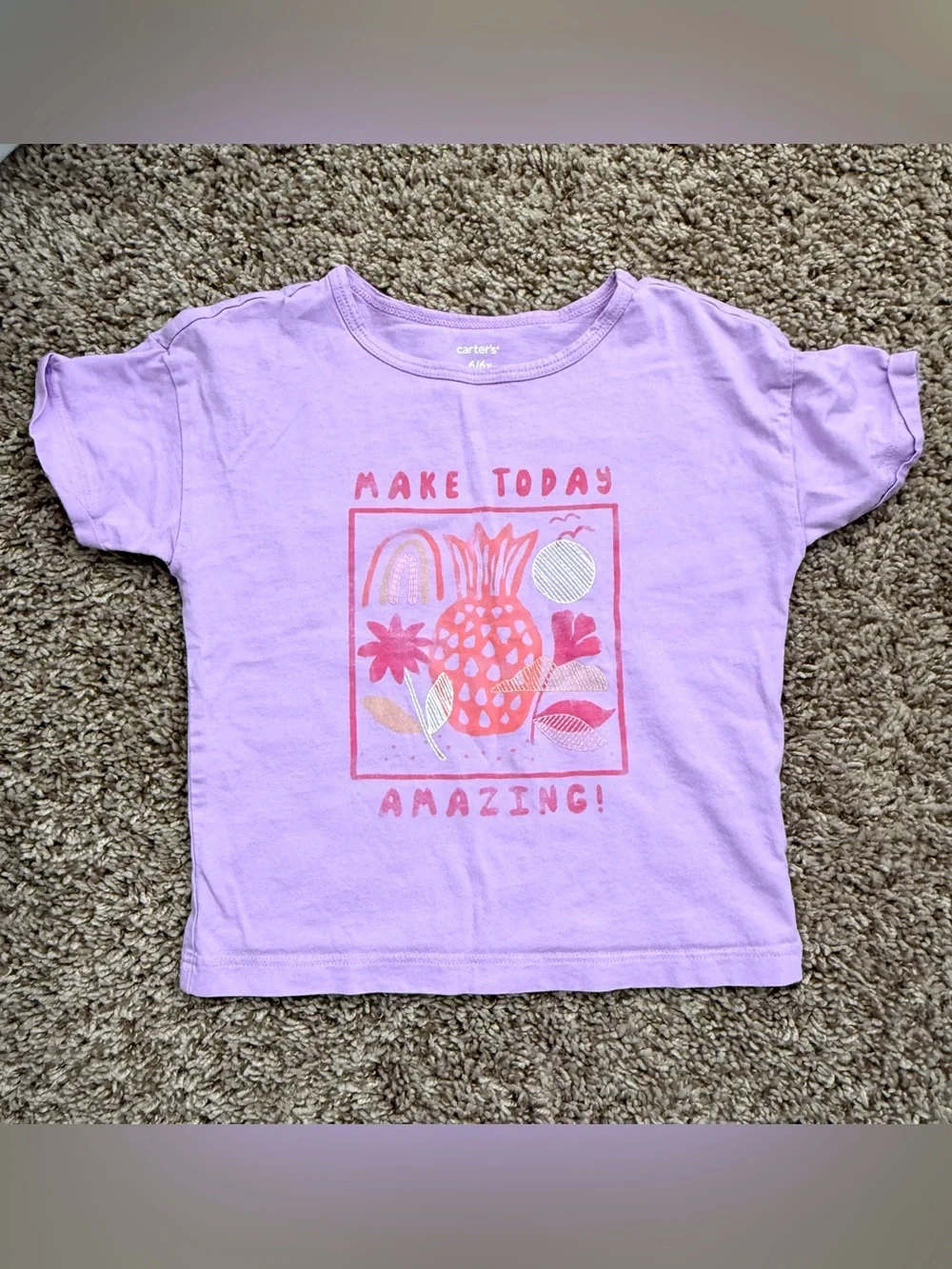 Carter’s Girls Graphic T-Shirt Set Size 6/6X Floral Pineapple 2-Piece